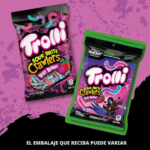 Miniatura 3 de Trolli Sour Brite Crawlers, caramelos, sabor frutos rojos, dulce y ácido, gusanos de goma, 7.2 onzas