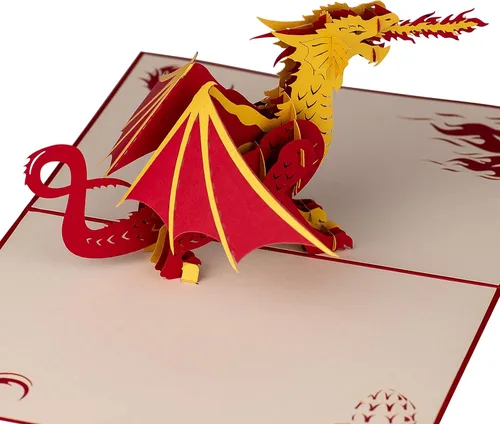 Miniatura 8 de Devine Cards - Tarjeta desplegable de dragón Tarjetas de cumpleaños 3D para mujeres, niños, mamá y papá Tarjetas de felicitación Love