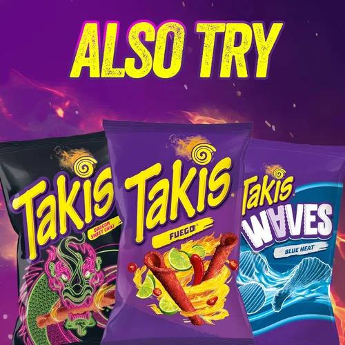 Miniatura 7 de Takis Blue Heat Mini - Paquete múltiple de 25 unidades / 1.23 onzas, tamaño bocado, sabor a chile picante, chips de tortilla enrollados