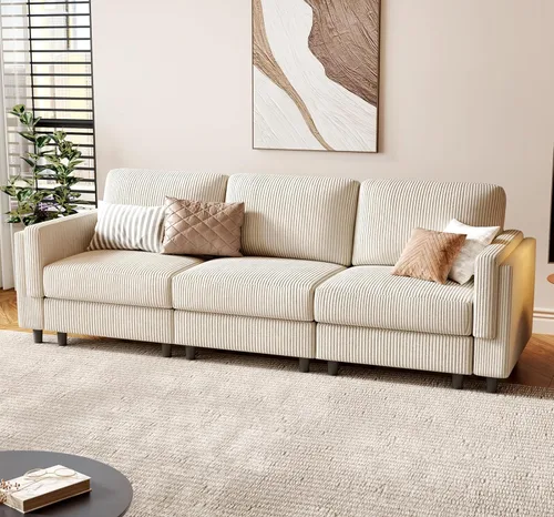 KKL Sofá modular de 84 pulgadas, sofás de 3 plazas para sala de estar con almacenamiento, sofá modular de asiento profundo seccional, funda