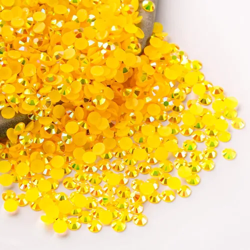 Miniatura 99 de Diamantes de imitación AB verdes a granel, 5000 piezas de diamantes de imitación de fondo plano redondos de gelatina AB sin fijación térmica, gemas