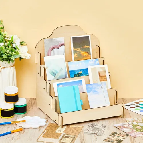 Miniatura 7 de Barydat Soporte de Exhibición Grande para Tarjetas de Felicitación, Soporte de Madera Escalonado para Postales, Folletos, Fotos, Joyas, Aperitivos