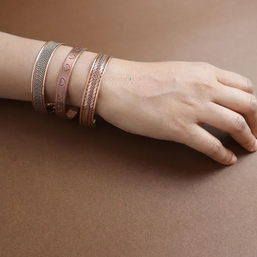 Miniatura 6 de Pulseras de cobre para hombres y mujeres Juego de 3 con caja de regalo Hecho a mano 100% cobre Regalo para mujeres y hombres