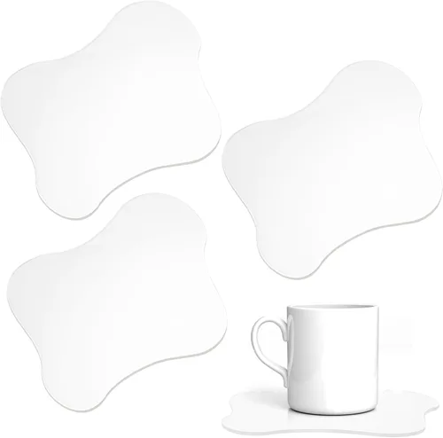 3 posavasos acrílicos irregulares en forma de nube, posavasos transparentes lindos para protección de mesa, decoración del hogar para mesa auxiliar,