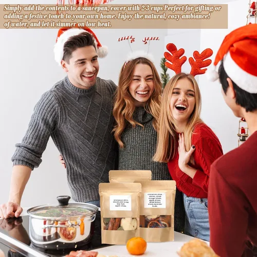 Miniatura 4 de Siifert Paquete de 12 Popurrí Navideño para Estufa Kit de Olla Hirviente de Invierno Navidad Rodajas de Naranja Seca Rama de Canela Ambientador