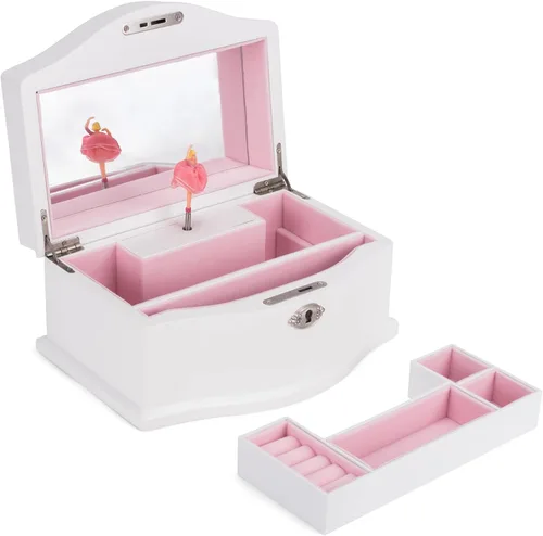Miniatura 2 de Cottage Garden Bailarina - Joyero musical de madera de 9 pulgadas, reproduce el lago de los cisnes de Tune