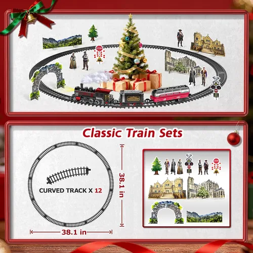 Miniatura 7 de Tren de Navidad, juego de tren para niños de 4 a 8 años, juegos de tren de Navidad para alrededor del árbol, juguetes eléctricos con humo, luces