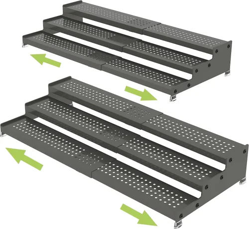 Jojocross Organizador de especias de metal para gabinete, estante de almacenamiento de especias expandible de 3 niveles, ideal para armarios de Gris