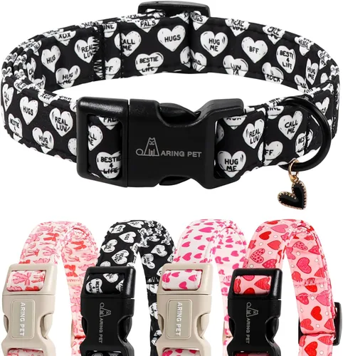 Miniatura 7 de ARING PET Collar de Navidad para perros, lindos collares de mascotas a cuadros rojos y negros con hebilla de liberación rápida para cachorros