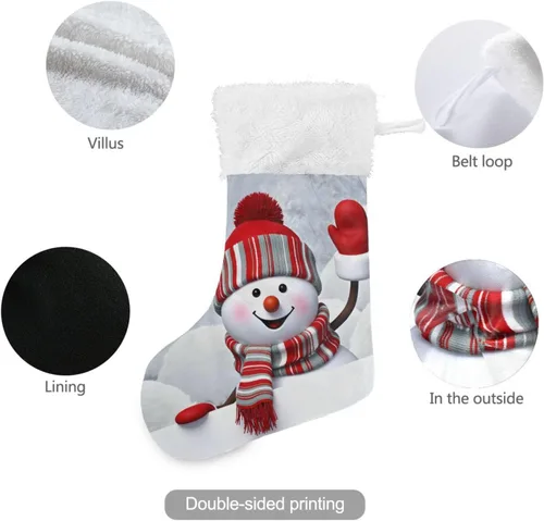 Miniatura 4 de ALAZA Medias de Navidad divertidas con muñeco de nieve agitando la mano, clásicas, decoraciones grandes personalizadas para la familia, temporada