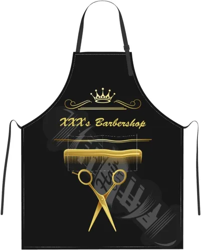 Miniatura 11 de Delantal de barbería personalizado para hombres y mujeres, delantal de texto personalizado con bolsillos, delantal ajustable personalizado