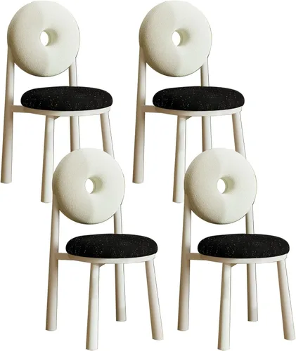 Miniatura 33 de Donut Dining Chairs,Makeup Chair,Kitchen Room Chairs Nordic Back, Dining Room with Metal Legs,Living Room Chair for Home Bedroom Cream Wind Brownish