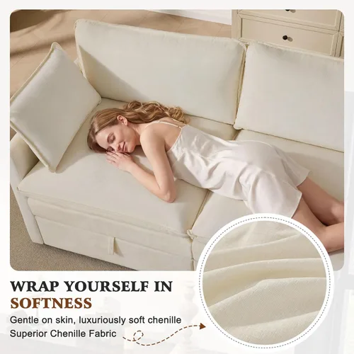 Miniatura 7 de Ihanherry Sofá cama modular de gran tamaño con almacenamiento, sofá nube modular de 6 plazas de 103 pulgadas con otomanas móviles, sofás de felpilla