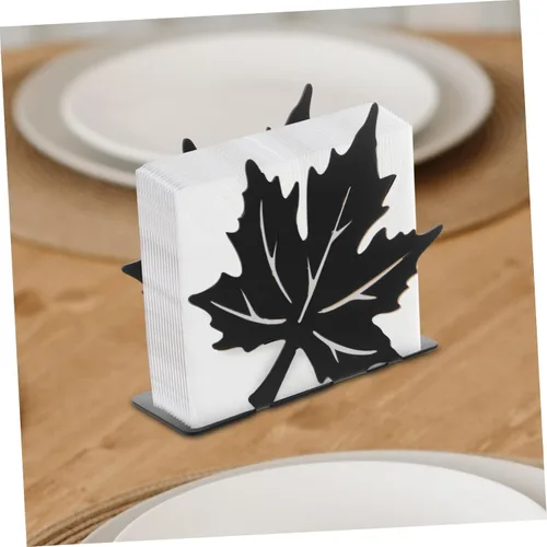 Miniatura 5 de HOMSFOU decoración de mesa de comedor decoración de Navidad decoración del hogar soporte de toalla de papel negro Soporte de servilleta vertical