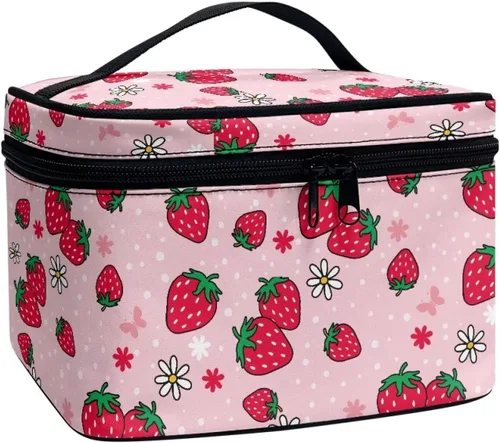 Miniatura 8 de Flashideas Bolsa de maquillaje para cosméticos Almacenamiento vertical Bolsa de maquillaje de viaje de gran capacidad, Caballo Azteca 1