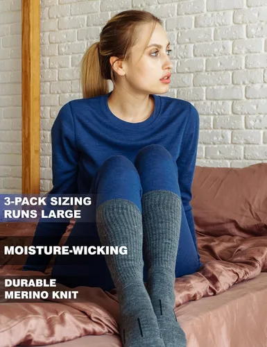 Miniatura 6 de Merino.tech Calcetines de lana merino para mujeres y hombres, 85% lana merina, calcetines de senderismo estilo tripulación