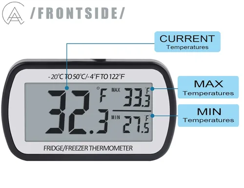 Miniatura 2 de AEVETE Termómetro de Refrigerador Digital Termómetro de Frigorífico y Congelador con Parte Posterior Magnética, LCD Grande, Sin Frivolidades, Fácil