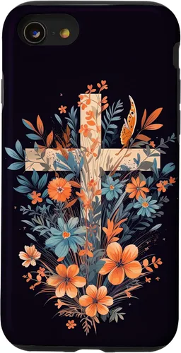 Miniatura 18 de Boho Floral Christian Cross Jesus God Wild Flower Women Case for iPhone 16