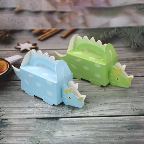 Miniatura 9 de 50 cajas de regalo de dinosaurio verde para niños, decoración de baby shower, bolsa de golosinas de papel, caja de dulces para primer cumpleaños