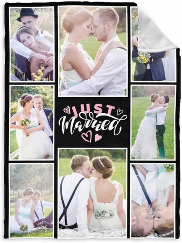 Miniatura 30 de InterestPrint Manta de fotos personalizada para pareja, novio, novia, manta personalizada de 6 fotos, manta personalizada de aniversario y boda