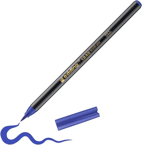 edding 1340 pincel - azul - 1 bolígrafo - punta de pincel flexible - rotulador para pintar, escribir y dibujar - diarios de viñetas, letras a mano,