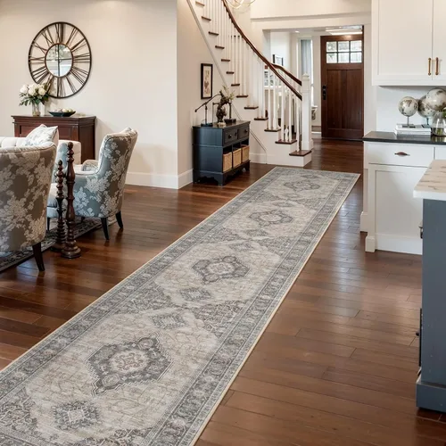 Miniatura 52 de Lahome Alfombra oriental lavable de área pequeña, 2 x 3 pies, para entrada, cocina, ultra fina, suave, tapete antideslizante para puerta de Azul