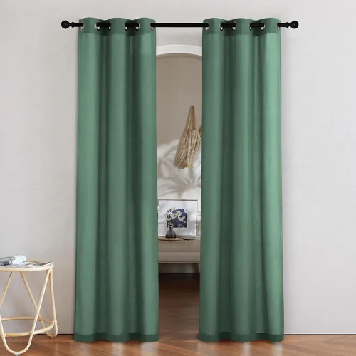 Miniatura 143 de NICETOWN Cortinas de lino natural con textura de lino para dormitorio, mezcla de lino rústica con ojales en la parte superior, semitransparentes