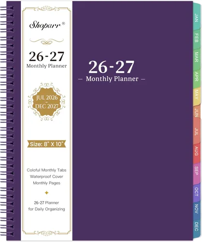 Miniatura 10 de Planificador Mensual 2026 – Planificador/Calendario 2026, enero de 2026 a diciembre de 2026, Planificadores mensuales con pestañas coloridas