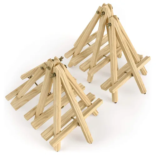 Miniatura 5 de ARTEZA Caballete de trípode, paquete de 6, 12 pulgadas, acabado de madera de pino natural para lienzos pequeños a medianos con patas antideslizantes