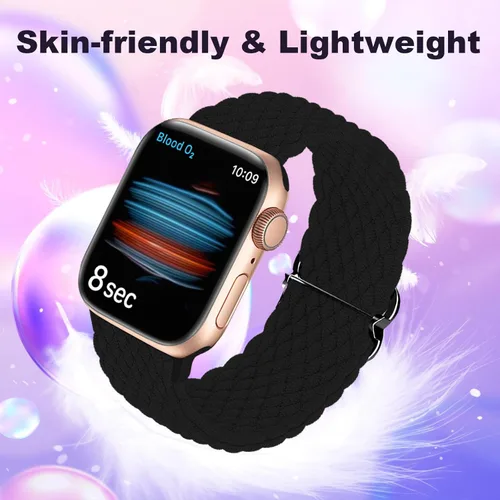 Miniatura 2 de Compatible con la Correa de Apple Watch 38mm 40mm 41mm 42mm 44mm 45mm 46mm 49mm para Mujeres y Hombres, Correa de Apple Watch Elástica y Trenzada