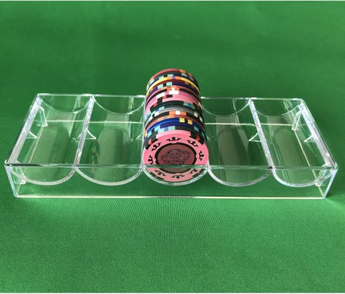 Miniatura 6 de Yuanhe - Portador de bloqueo de fichas de póquer acrílico transparente de 600 chips, incluye 6 estantes de fichas