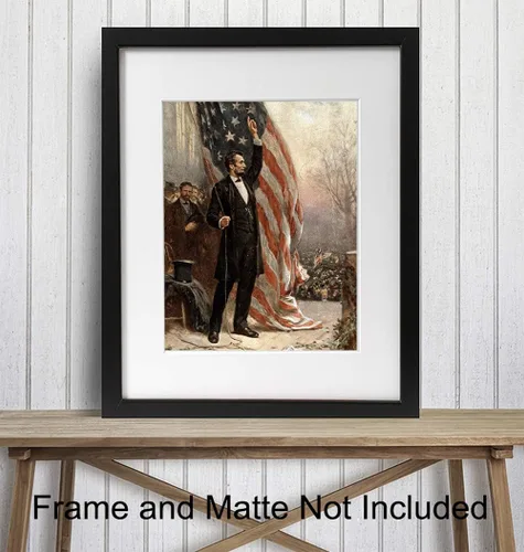 Miniatura 2 de Abraham Abe Lincoln - Póster artístico de la bandera estadounidense, regalo patriótico de 8 x 10 pulgadas para hombres, republicanos, conservadores