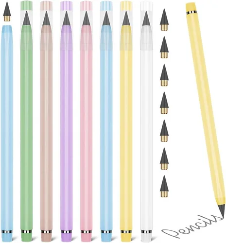 Miniatura 9 de HOTUT Lápices sin tinta, 3 lápices eternos de madera, lápices infinitos de madera, grafito con carcasa de madera, reutilizables, para escribir