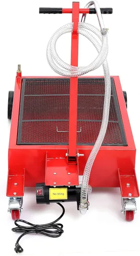 Miniatura 8 de DEXSO Bandeja de drenaje de aceite eléctrica de 20 galones con bomba de 110 V y manguera de 8 pies, perfil bajo y mango plegable en T, carrito