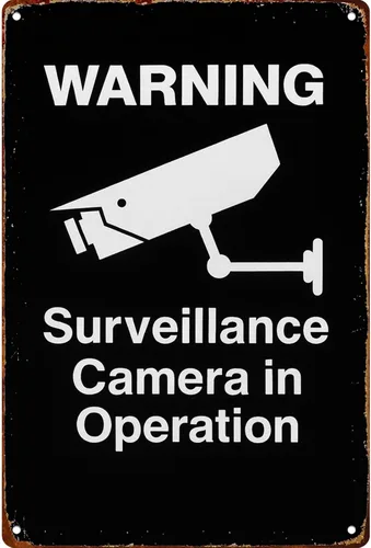 Warning Surveillance Camera Funny Wall Decor Retro Metal Sign Poster for Garage Man Cave Bathroom Bedroom Farm Inspirational Popular Wall Art 8x12