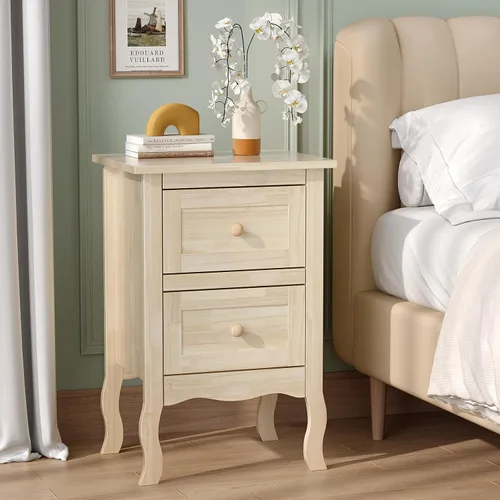 Miniatura 18 de Bonnlo Juego de 2 mesitas de noche blancas con 2 cajones, mesa auxiliar de cama/mesita de noche, mesita de noche pequeña para dormitorio, espacios