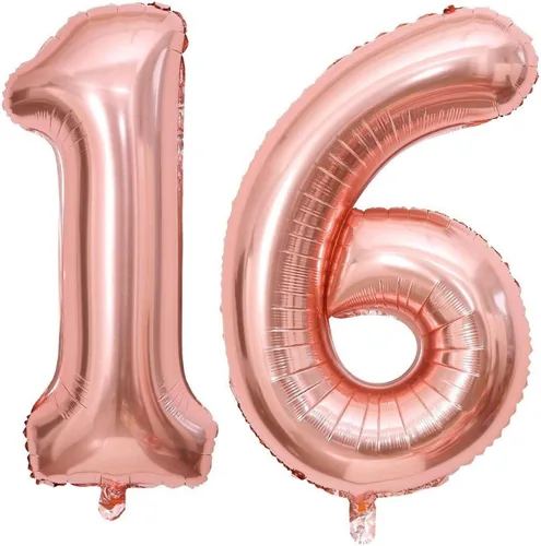 Miniatura 7 de Globo negro de 40 pulgadas con el número 16, 61 de gran tamaño, de papel de aluminio de Mylar gigante, globos negros de helio para fiesta