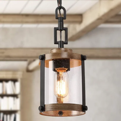 Miniatura 8 de LOG BARN Luces colgantes para isla de cocina, mini iluminación colgante de cocina de granja sobre la isla con pantalla de vidrio transparente