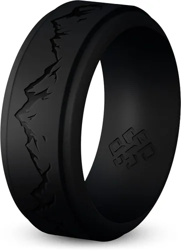 Miniatura 24 de Knot Theory Anillo de silicona para hombre, grabado de montaña, ondas, bosque, ancho de banda de 0.315 pulgadas, transpirable, ajuste cómodo