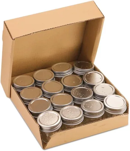Miniatura 7 de Paquete de 16 tarros de vidrio de 2 onzas con tapas, mini vasos de chupito con tapa de metal, tarros redondos de vidrio para conservas, recipientes