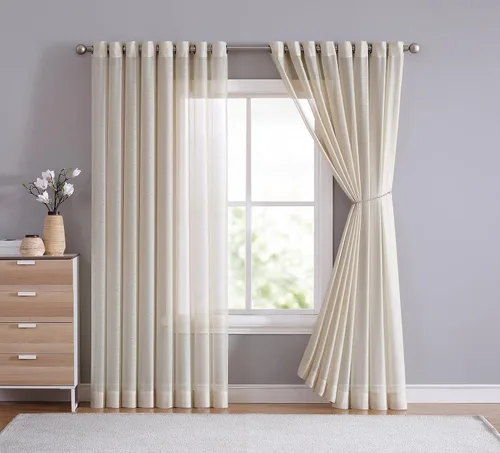 Miniatura 10 de Cortinas traslúcidas LinenZone. Cortinas de lino sintético traslúcidas. 2 paneles de cortina traslúcida en el paquete. Elegantes cortinas de 84