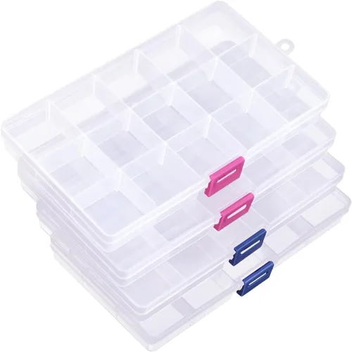 Miniatura 8 de IOOLEEM Caja organizadora de cuentas de plástico de 15 rejillas, caja de almacenamiento de contenedores, divisores para artes y manualidades