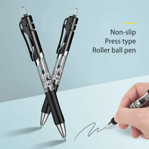 Miniatura 2 de Bolígrafos de gel, bolígrafos de gel retráctiles, escritura suave, gran capacidad, adecuados para trabajar o estudiar, paquete de 12, 0.028 in Negro