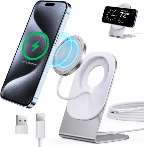 Miniatura 8 de Cargador inalámbrico magnético Mag-Safe para iPhone 17/16/15/14/13/12 Serie Soporte/Almohadilla de carga inalámbrica magnética convertible con cable