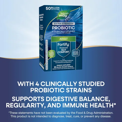 Miniatura 4 de Nature's Way Fortify Daily Probiotic + Prebiótico para hombres y mujeres, 50 mil millones de cultivos vivos, suplemento extra fuerte para la salud