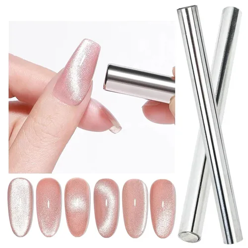 Miniatura 4 de 4 Piezas Imán Extra Grande Cilíndrico de Ojo de Gato para Uñas, Imán Magnético de Doble Cabeza, Varilla de Esmalte en Gel Multifuncional