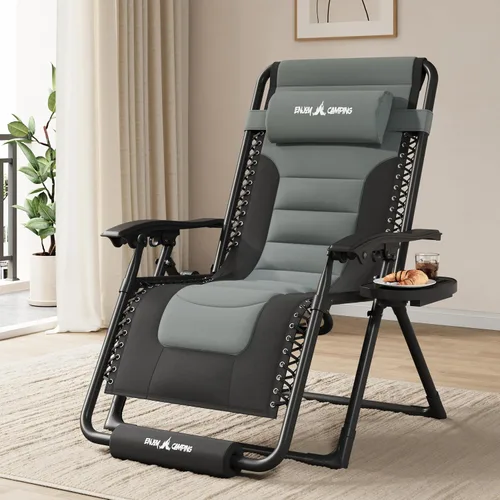 Miniatura 24 de Amopatio XL Padded Zero Gravity Chairs Foldable Zero Gravity Lounge Chair Outdoor Portable Reclining Chair with Removable Cup