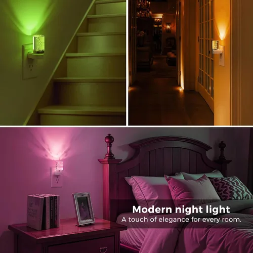 Miniatura 5 de Luz nocturna L LOHAS LED, luces nocturnas que se enchufan en la pared, luz nocturna RGB que cambia de color con sensor de atardecer a amanecer, luz