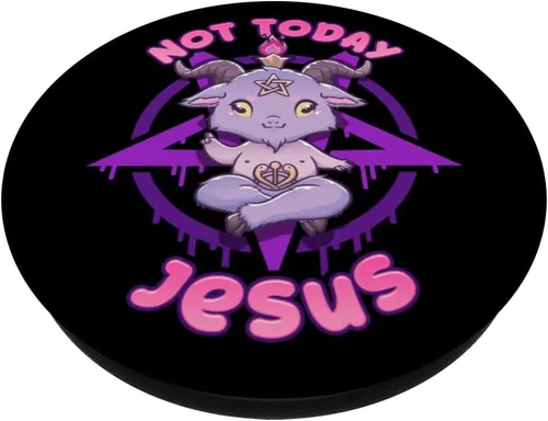 Miniatura 2 de Not Today Jesus I Death Metal Satanic Pentagrama Baphomet PopSockets intercambiables PopGrip