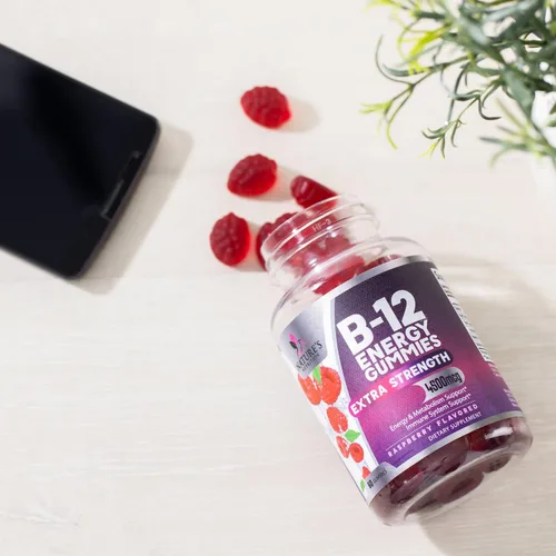 Miniatura 7 de Gomitas energéticas B12 – 4500 mcg de vitamina B12 por porción – Suplemento B12 masticable extra fuerte para energía, metabolismo y apoyo